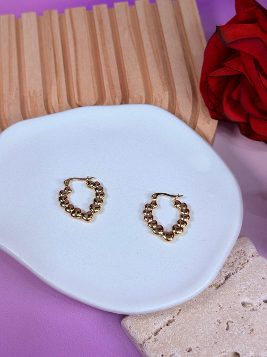 Aretes Golden Heart Hoops