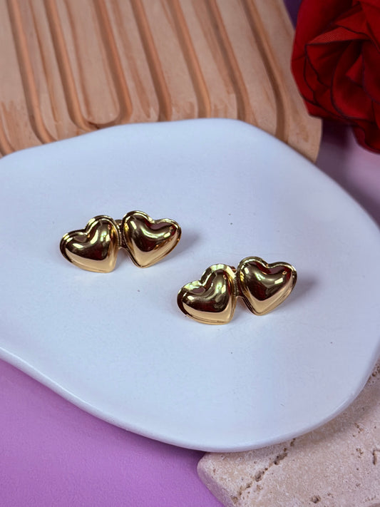 Aretes Double Heart Glow