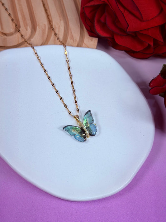 Collar Mariposa Aurora Azul