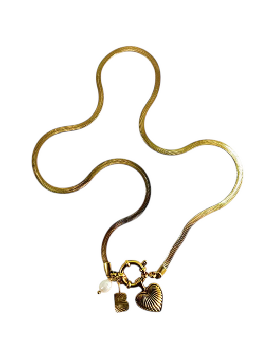 Collar Amate (Inicial + Corazón + Perla)