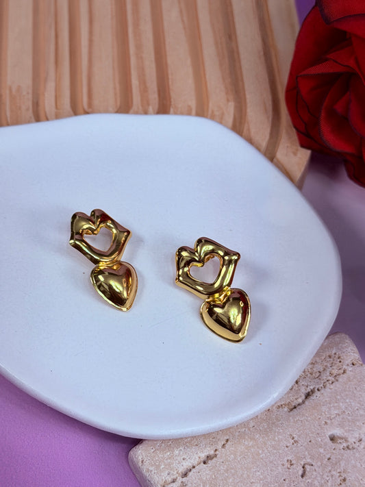 Aretes Double Heart Glow
