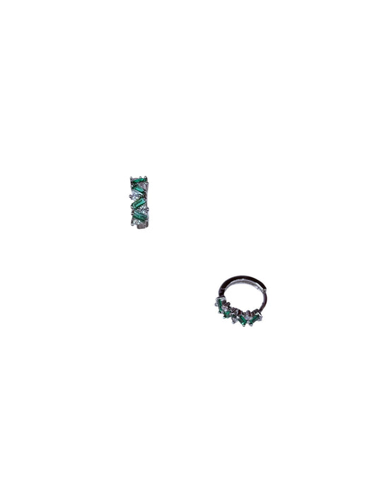 Aretes Emerald Zigzag Huggies