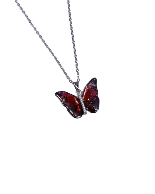 Collar Mariposa Mágica Roja