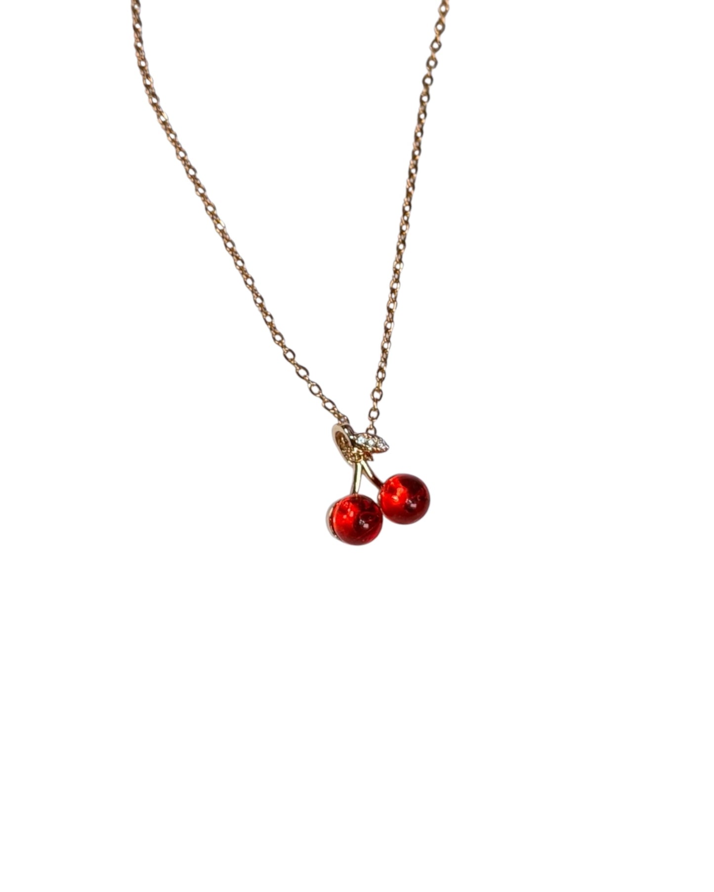 Collar Cerezas Brillo Rojo
