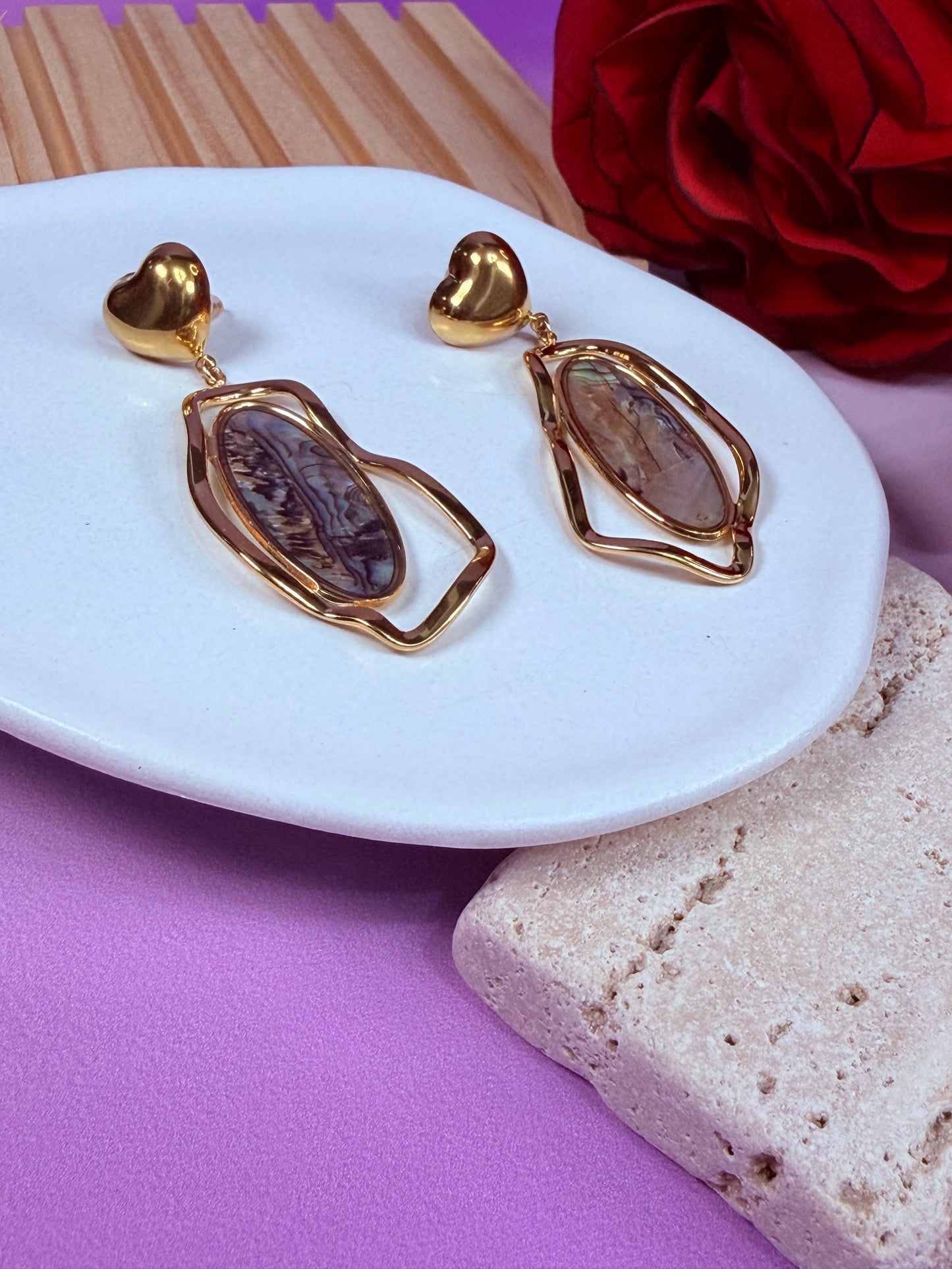 Aretes Corazón Marble Glow