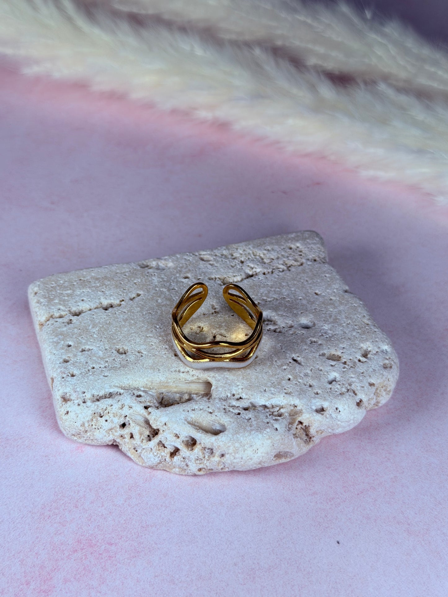 Anillo Golden Pearl Flow
