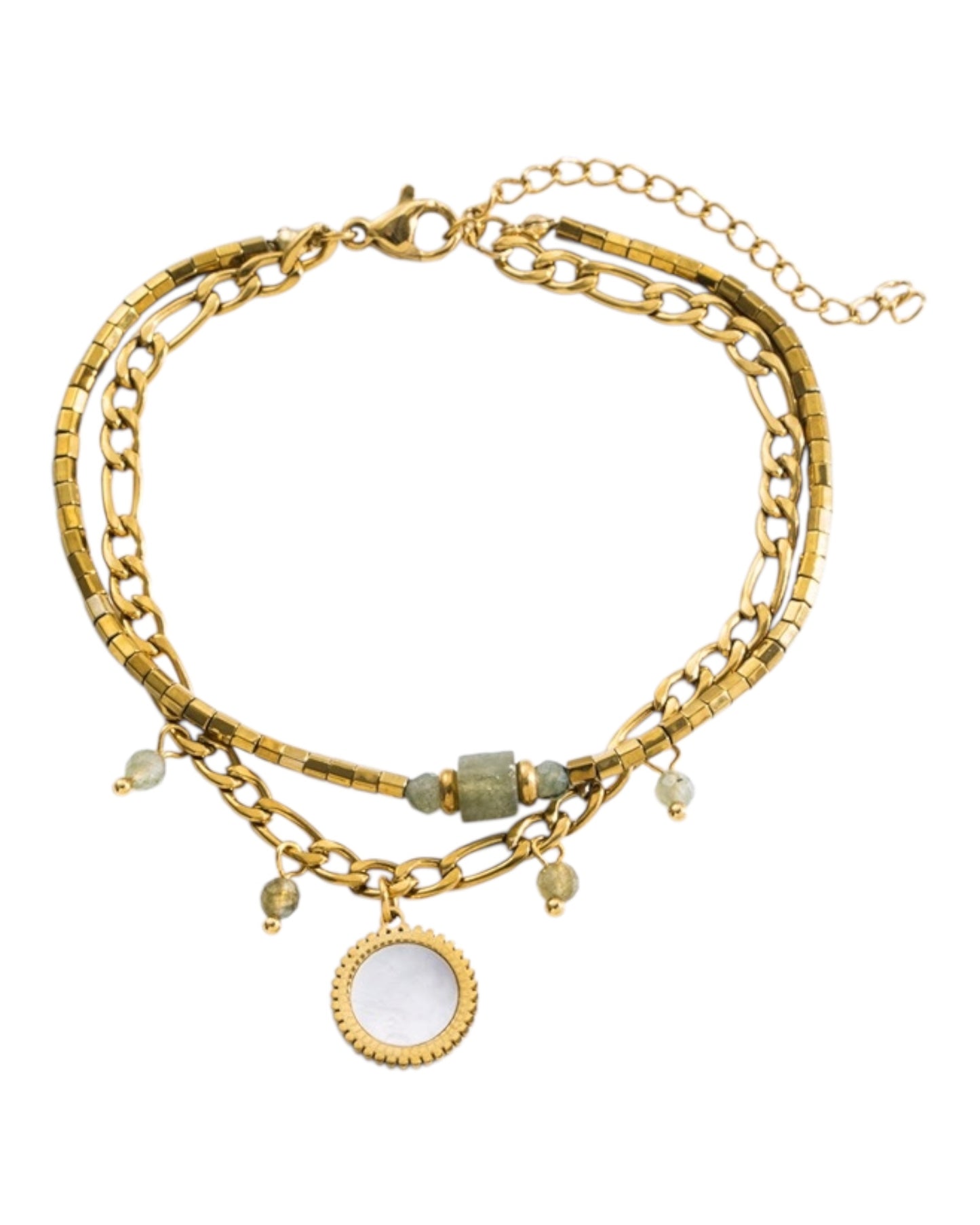 Doble cadena, cuentas y dije