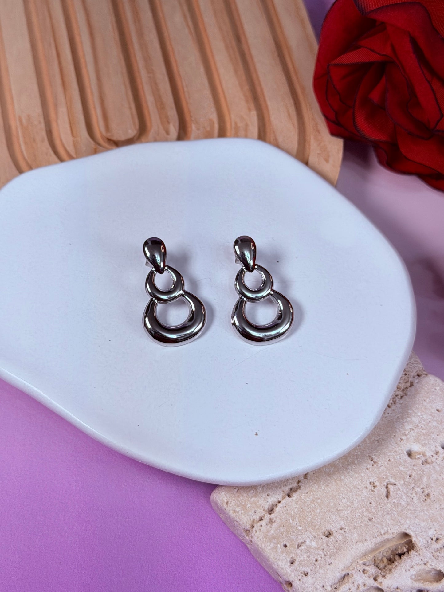 Aretes Silver Triple Glow