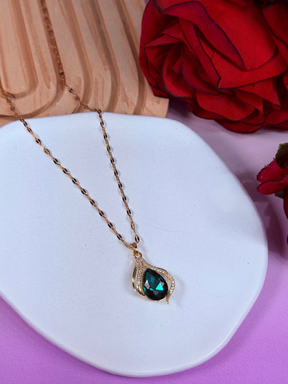 Collar Gota Esmeralda Brillante