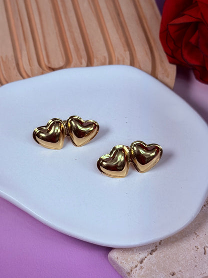 Aretes Double Heart Glow