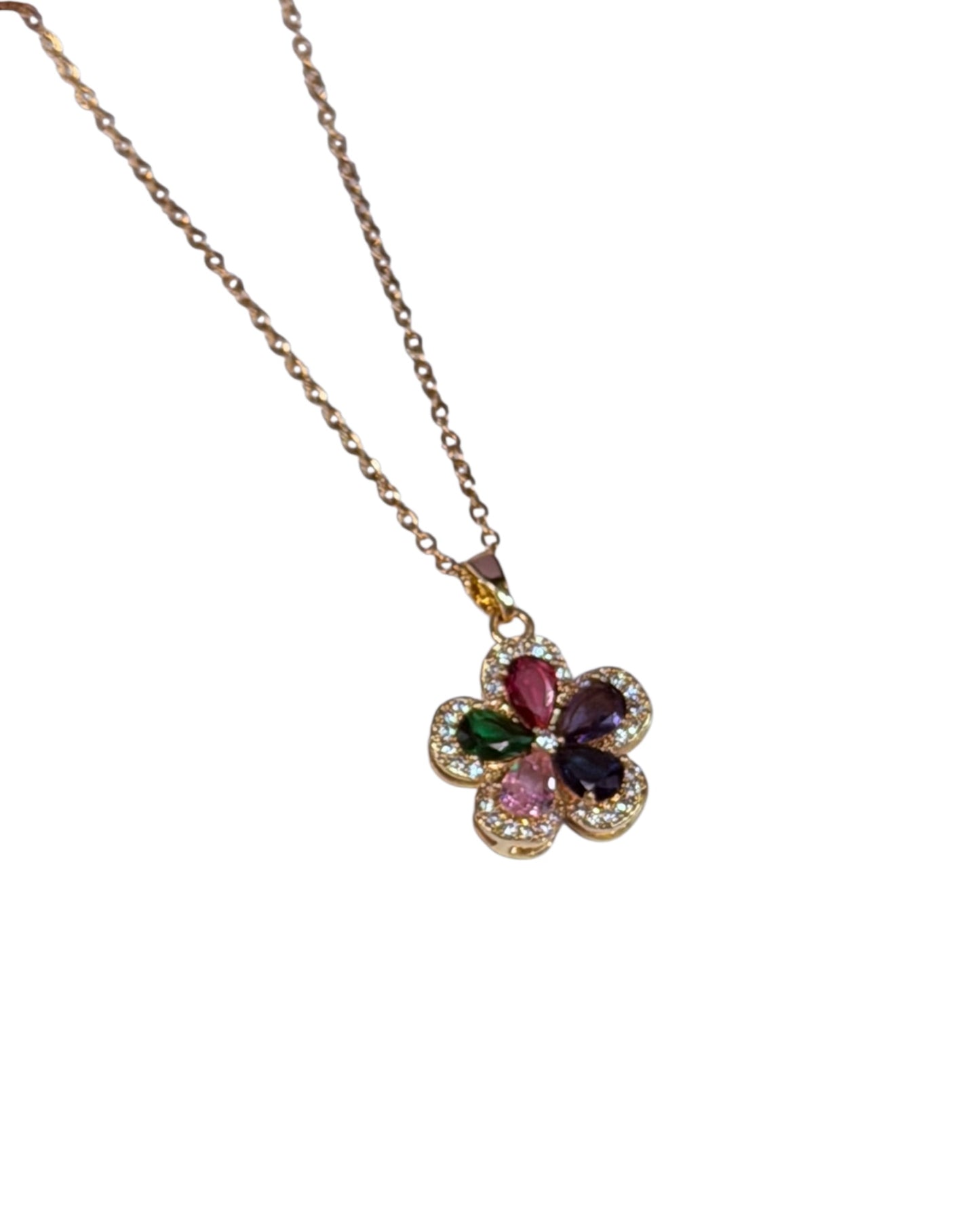 Collar Flor Brillo Multicolor