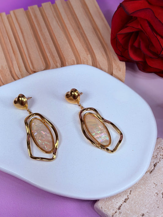 Aretes Opal Heart Drop