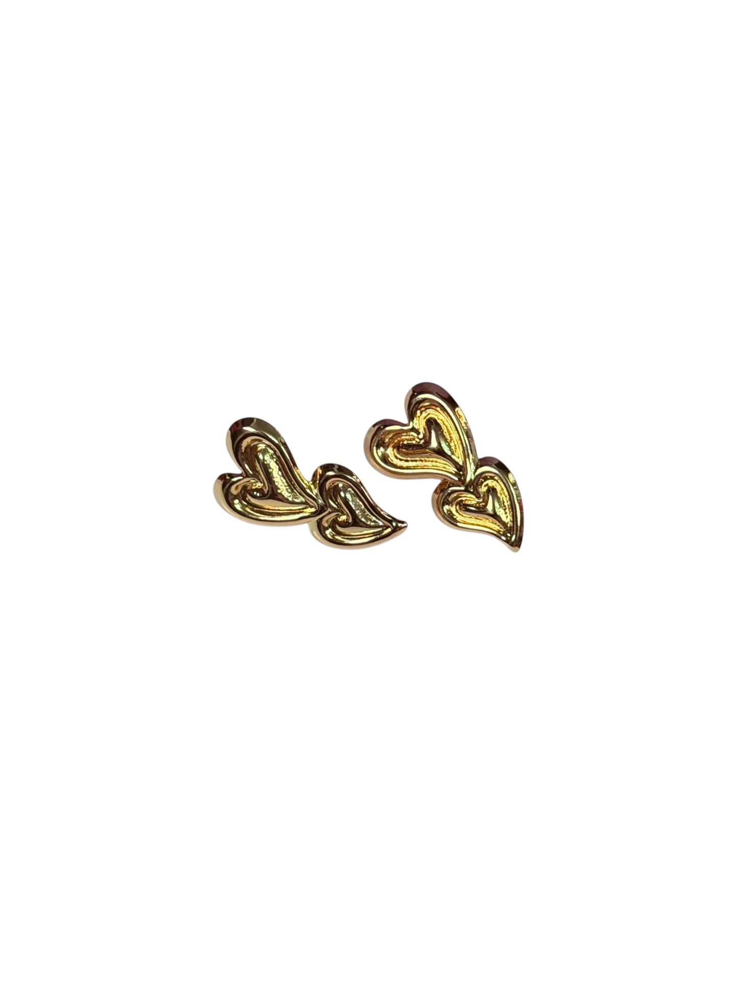 Aretes Doble Corazón Brillante