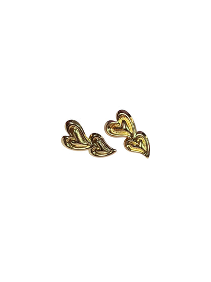 Aretes Doble Corazón Brillante