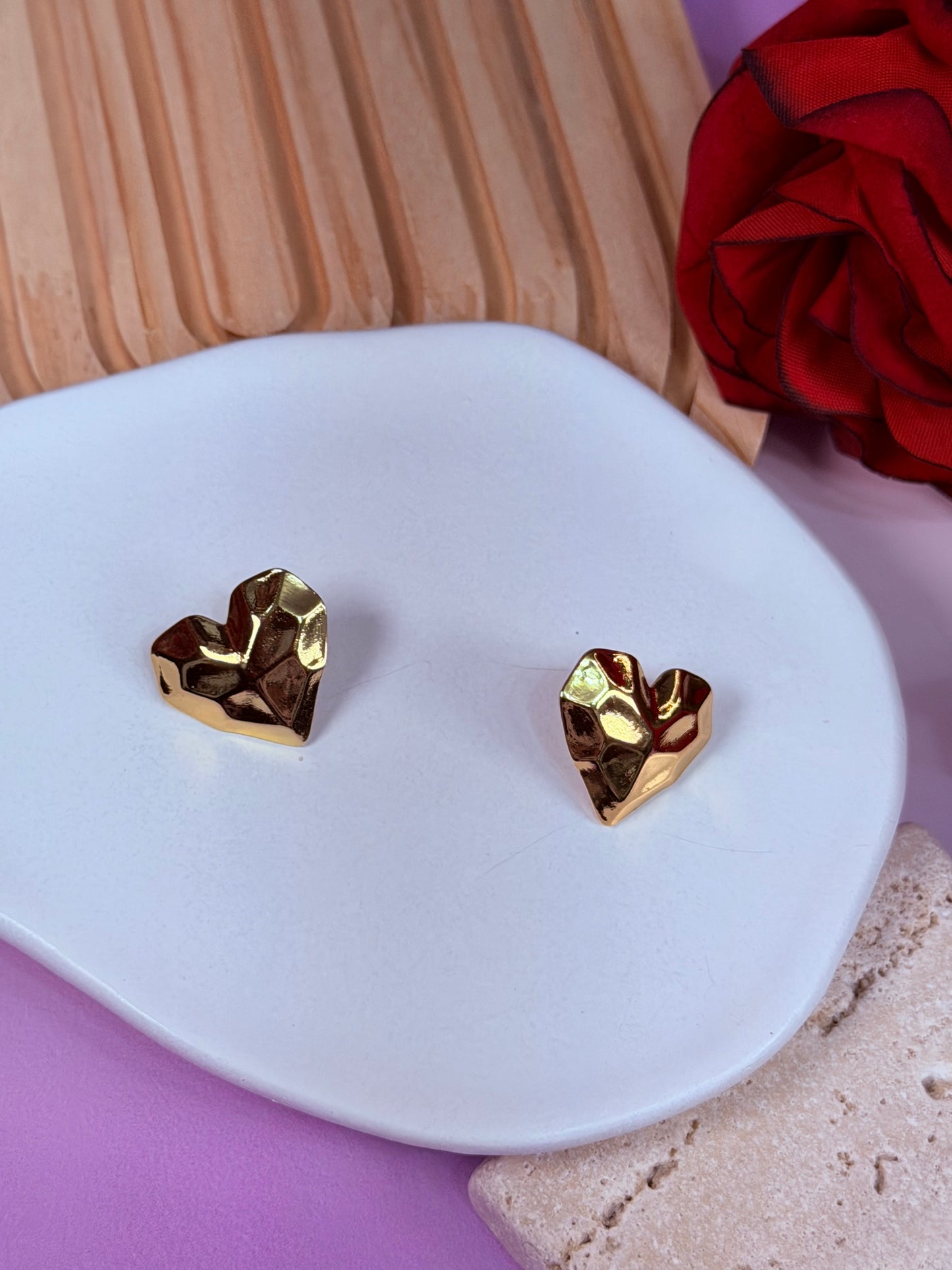 Aretes Corazón Textura Gold