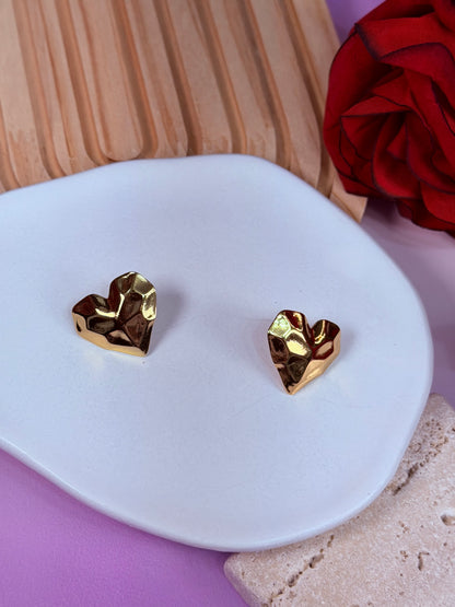 Aretes Corazón Textura Gold