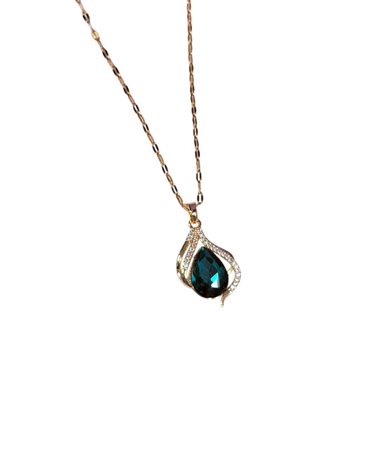 Collar Gota Esmeralda Brillante