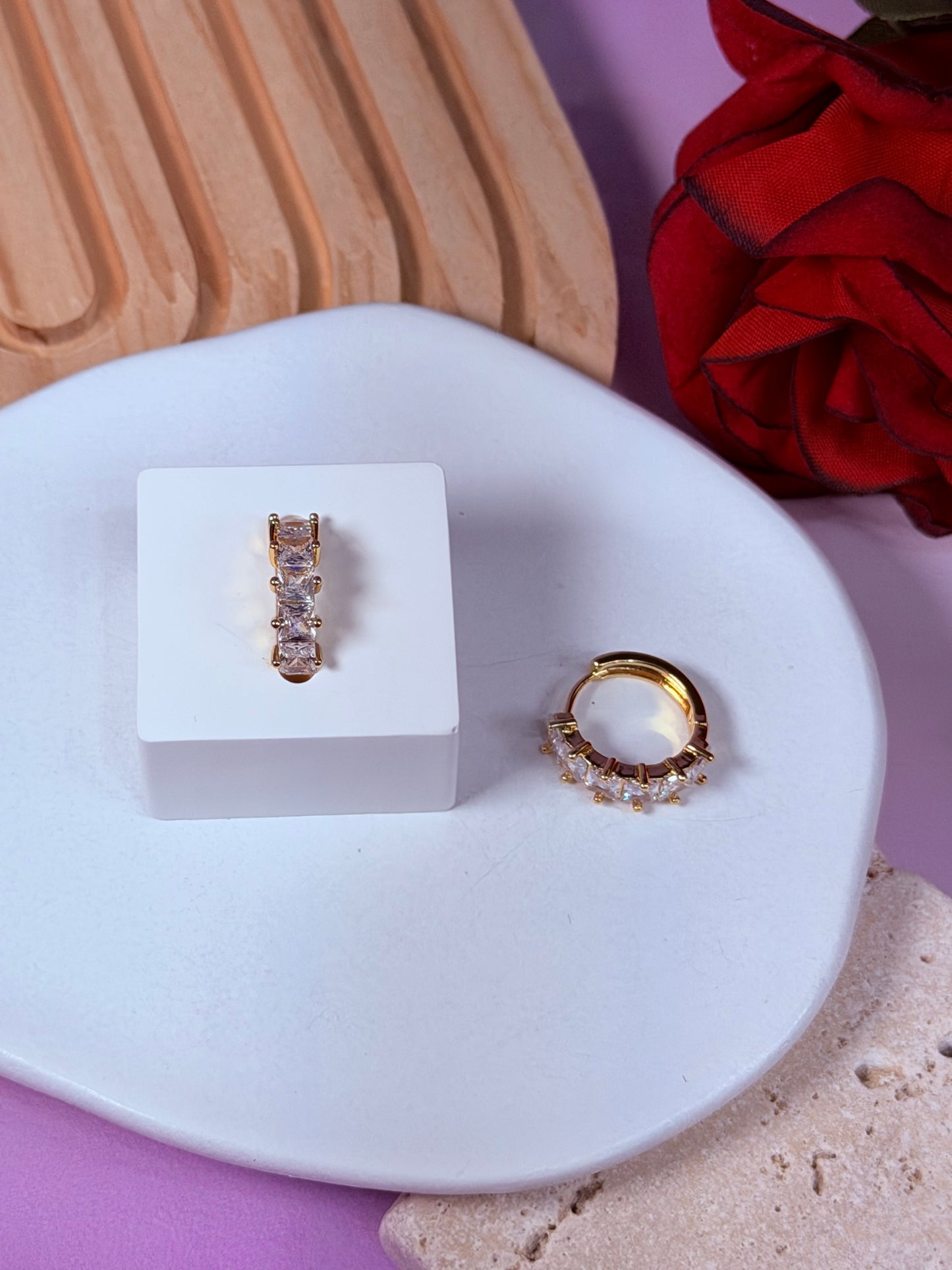 Aretes Golden Baguette Glow