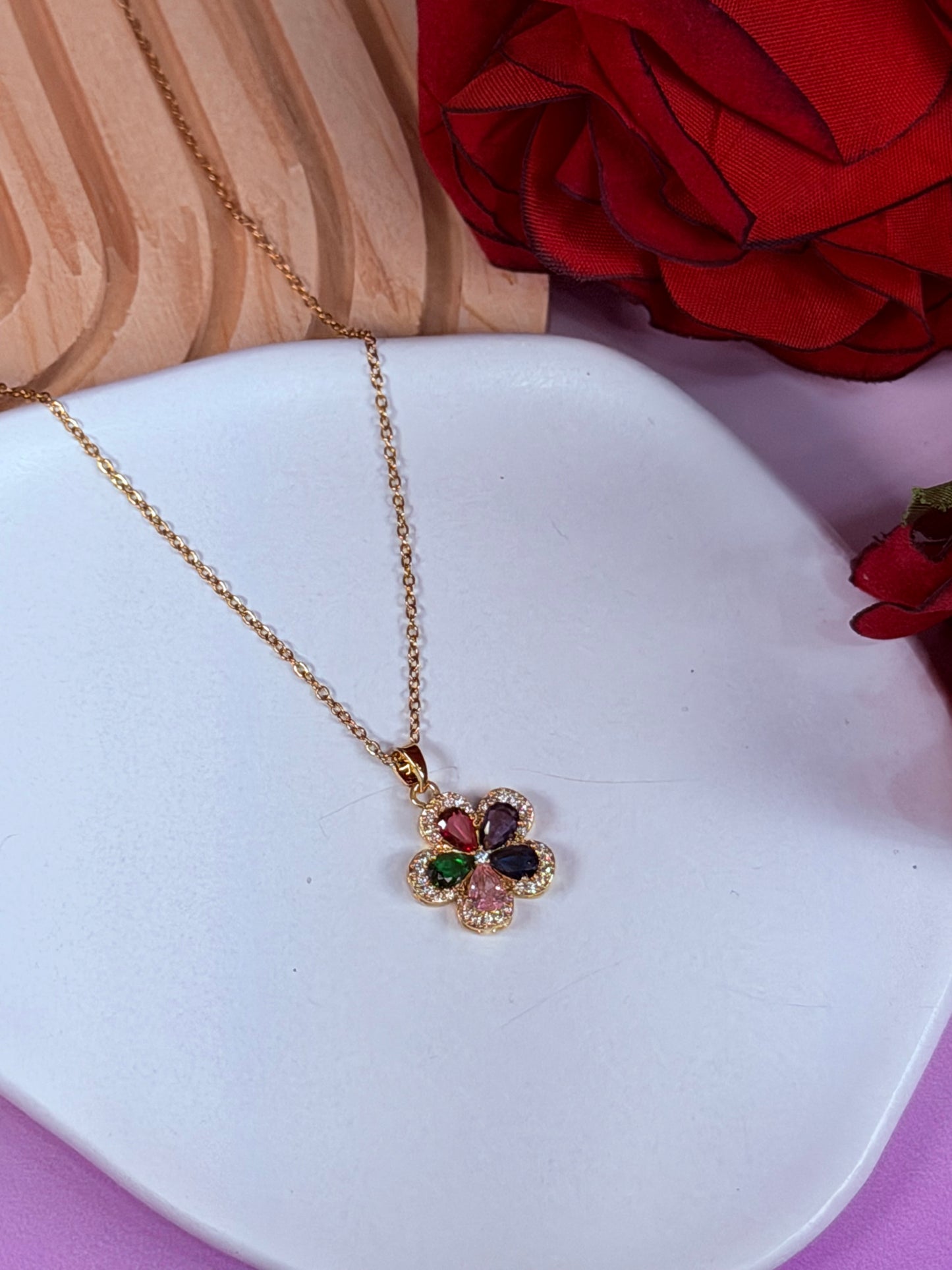 Collar Flor Brillo Multicolor