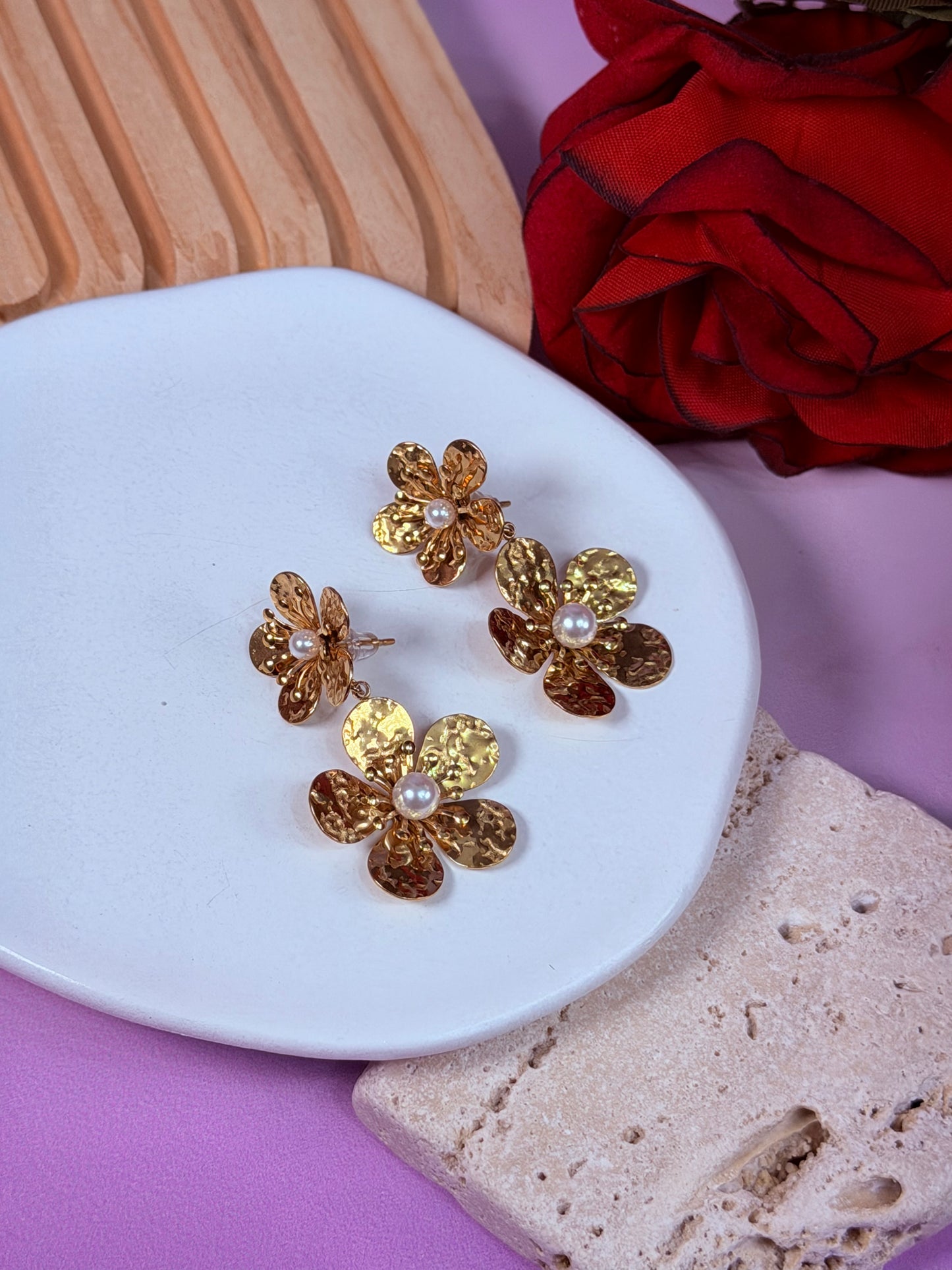 Aretes Golden Bloom Pearl