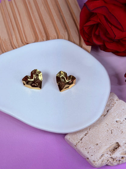 Aretes Corazón Textura Gold