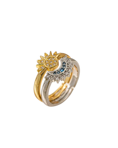 Anillos Sun & Moon – Set de 2 (Dorado + Plateado)