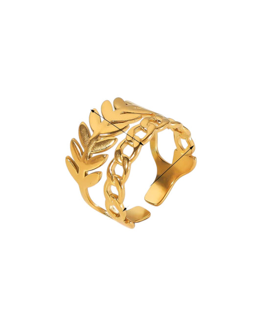 Anillo Hojas y Cadena