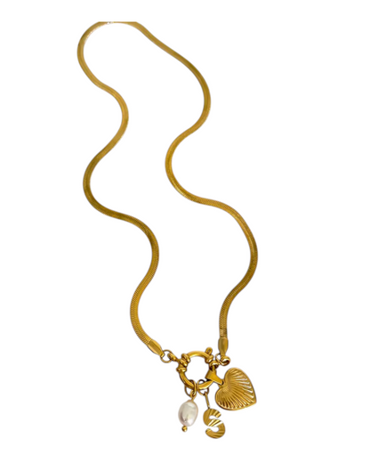 Collar Amate (Inicial + Corazón + Perla)