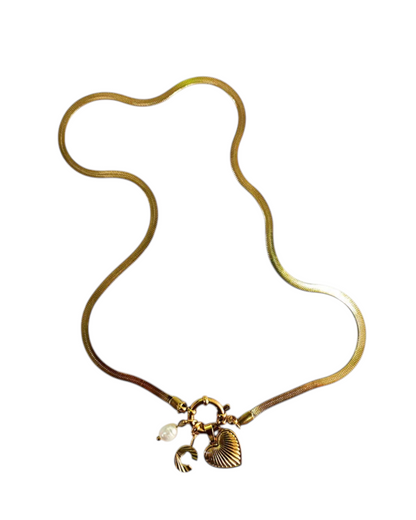 Collar Amate (Inicial + Corazón + Perla)