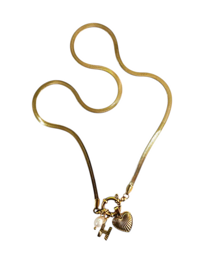 Collar Amate (Inicial + Corazón + Perla)