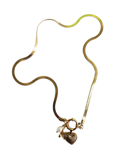 Collar Amate (Inicial + Corazón + Perla)