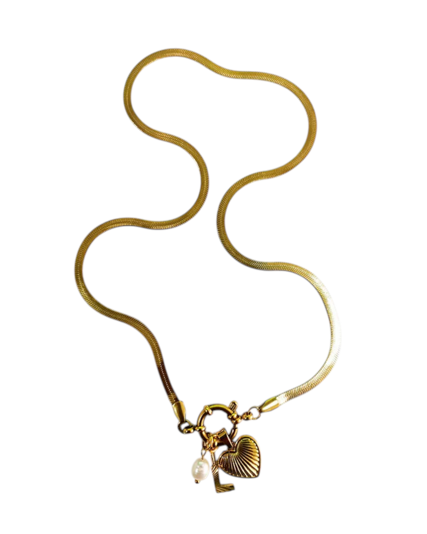 Collar Amate (Inicial + Corazón + Perla)