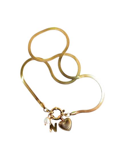 Collar Amate (Inicial + Corazón + Perla)
