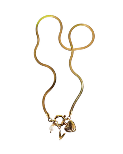 Collar Amate (Inicial + Corazón + Perla)